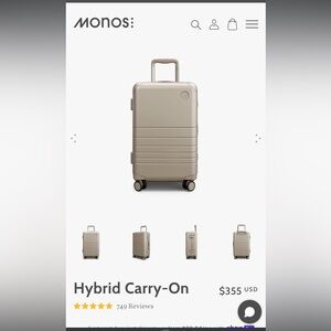 Monos Hybrid Carry-On - Champagne with Aluminum Frame and Extra Wheels
